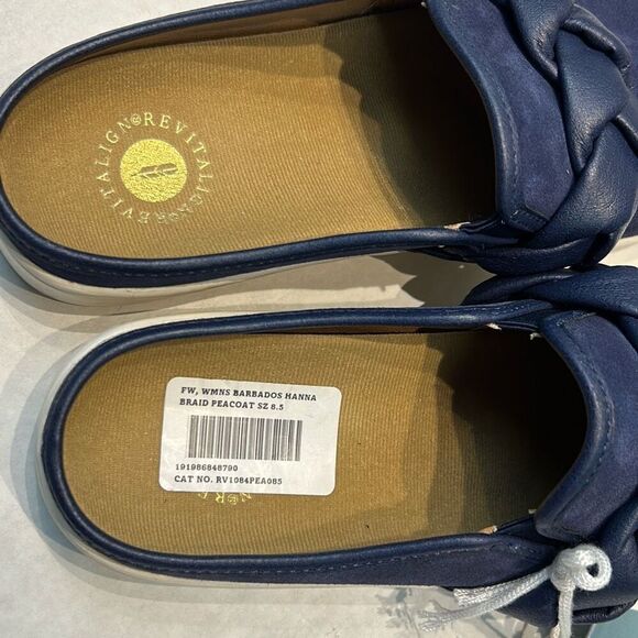 Spenco Barbados Mules Shoes Slip Ons Slides Peacoat Navy Blue Sz 8.5 Hanna Braid - Picture 8 of 10